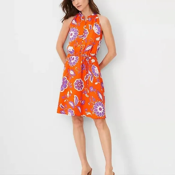 NWT Ann Taylor Petite Halter Flare Dress - Picture 2 of 8